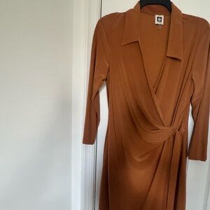 Anne Klein Long Sleeve Dress in Warm Tan
